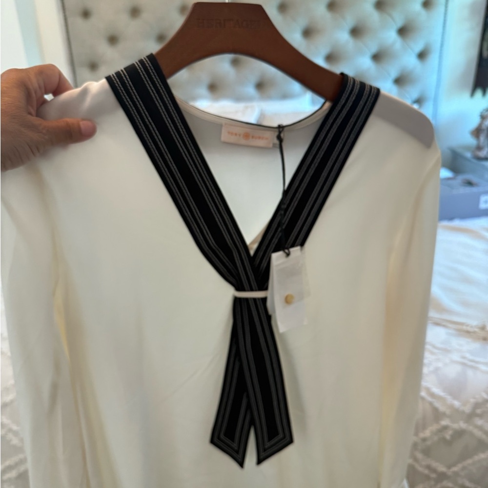 Tory Burch Silk Tie Neck Blouse